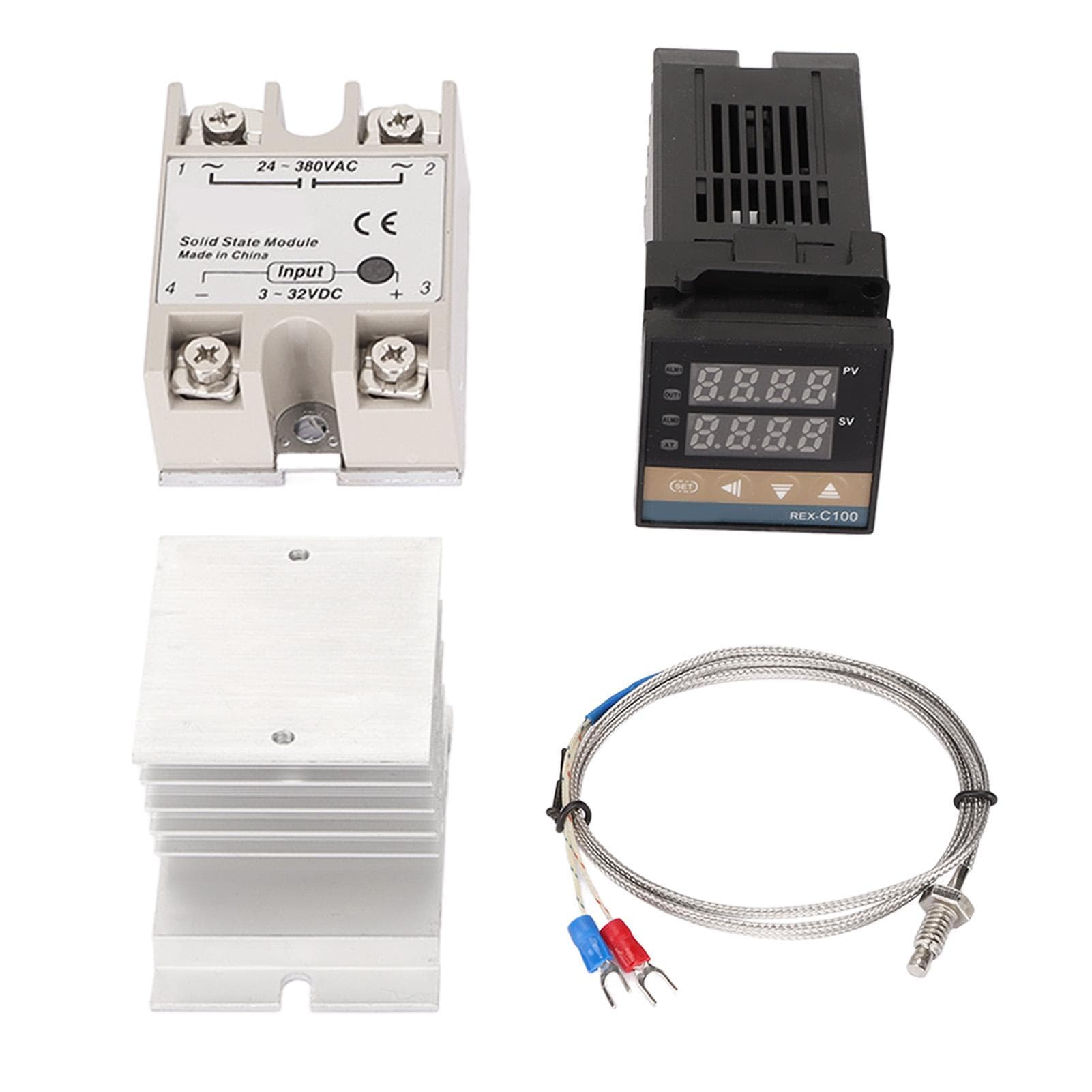 Farm Temperature Control Set 100?240V Thermostat Type K Thermocouple Heatsink and Solid State Relay