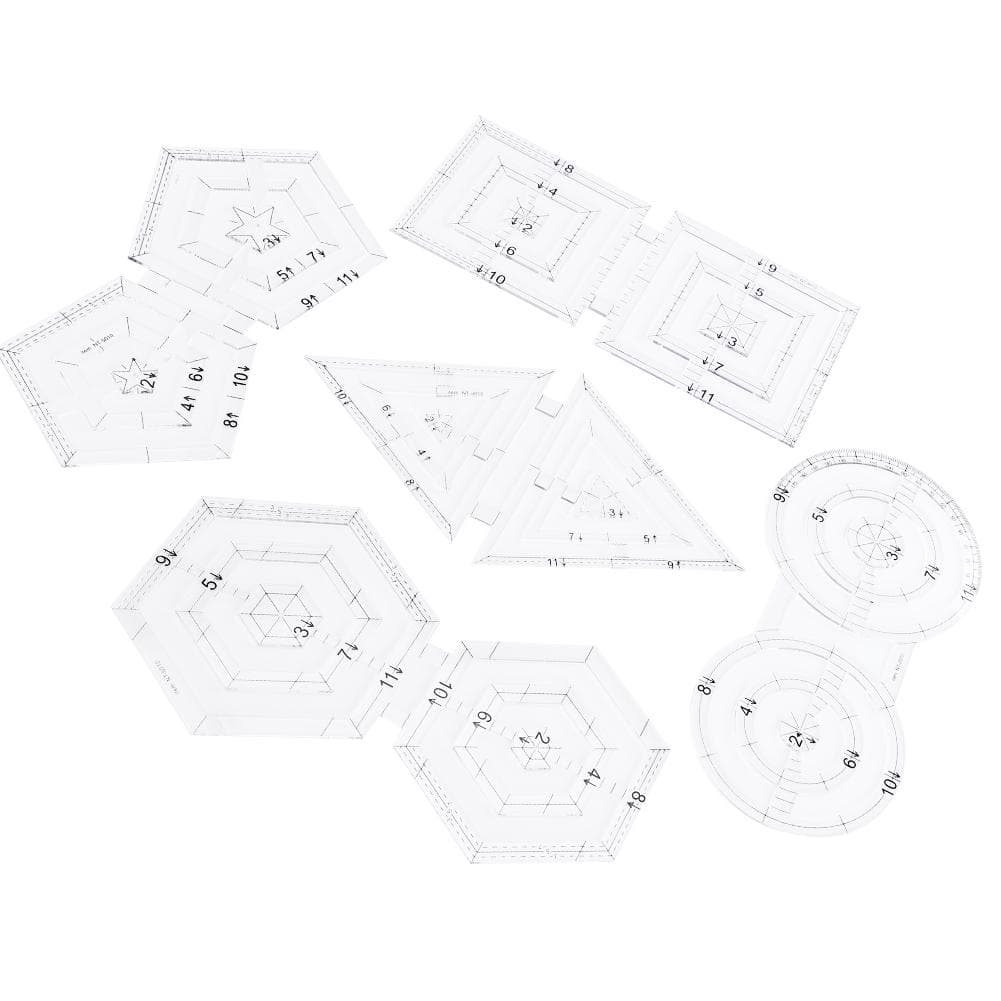 5Pcs PatchWork Ruler Set DIY Manual Double Round Pentagon Hex Triangle Sewing Tool