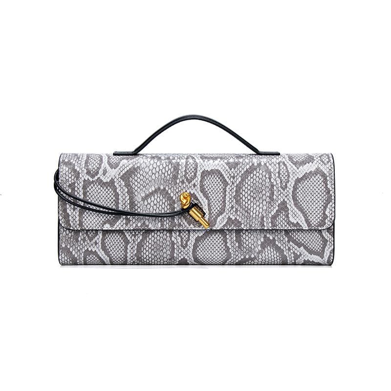 Women's Snake-patterned High-end Handbag, Hand-held Dinner Bag, Lightweight Hand-held Shoulder Bag, Fashionable Crossbody Baguette Bag