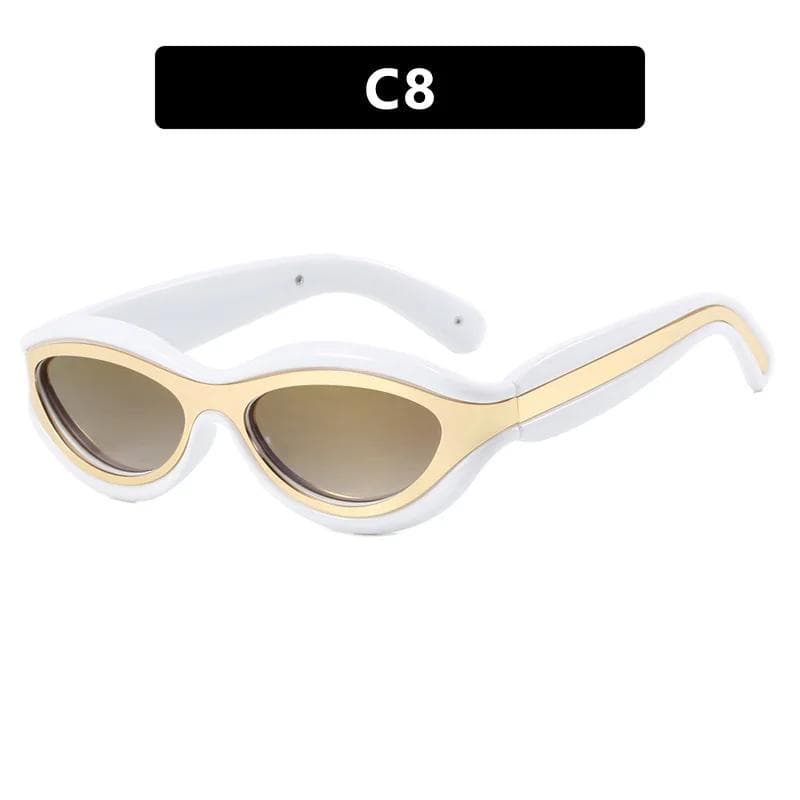 UV400 Elliptical Sunglasses Color Blocked Summer Bright Colored Glasses Personalized Fashion Accessories