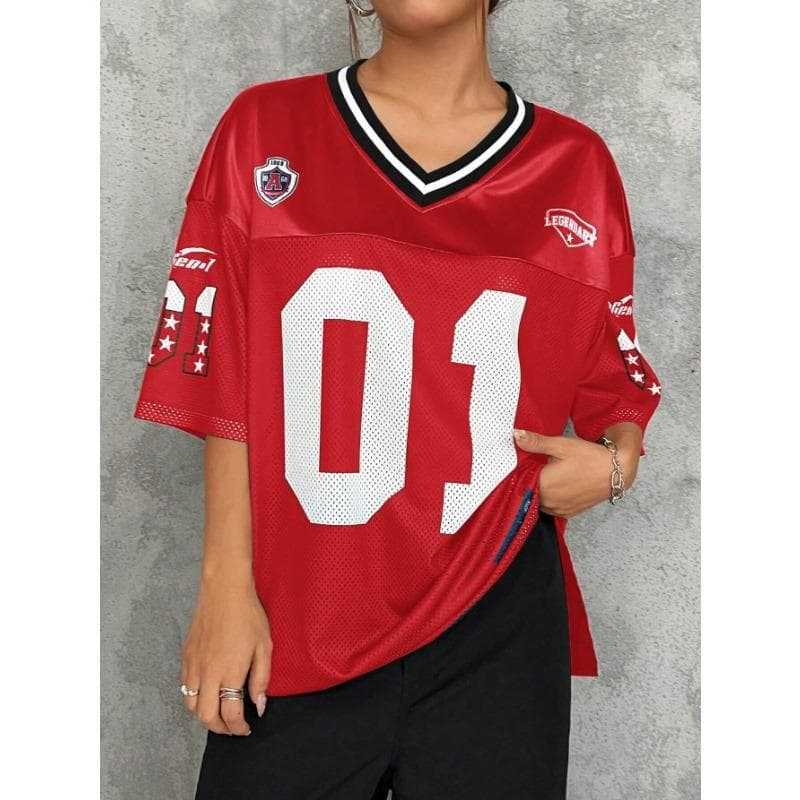 Women Los Angeles jerseys Coolane Summer Drop Shoulder Oversized Football Jersey Tee With Letter Print Couple Same Style 4XL