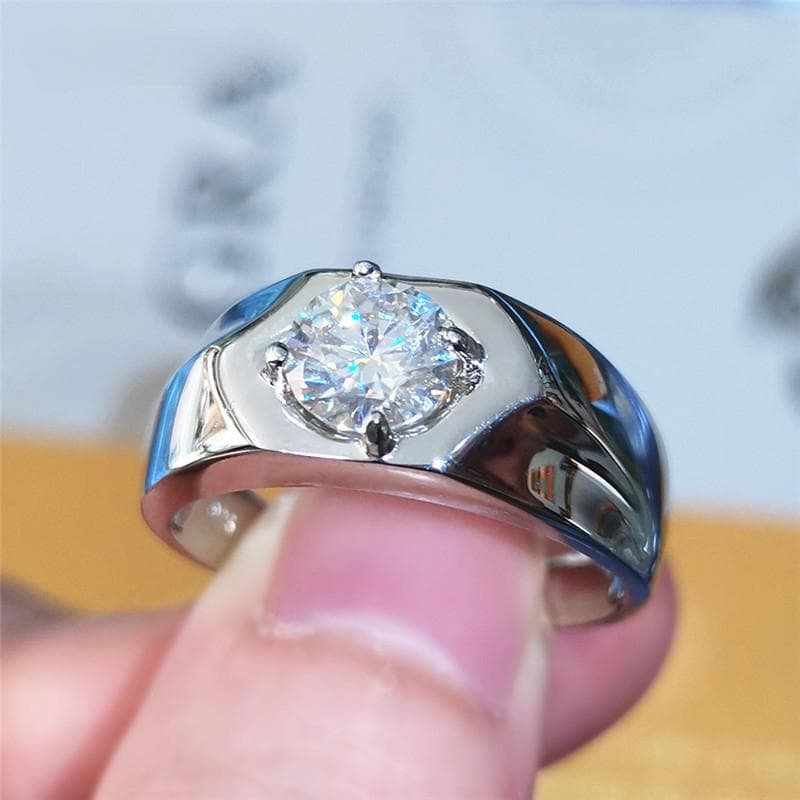 Sterling Silver Hexagonal Diamond Men's 1 Carat Moissanite Wedding Ring Pass The Diamond Test High Quality Jewelry 9