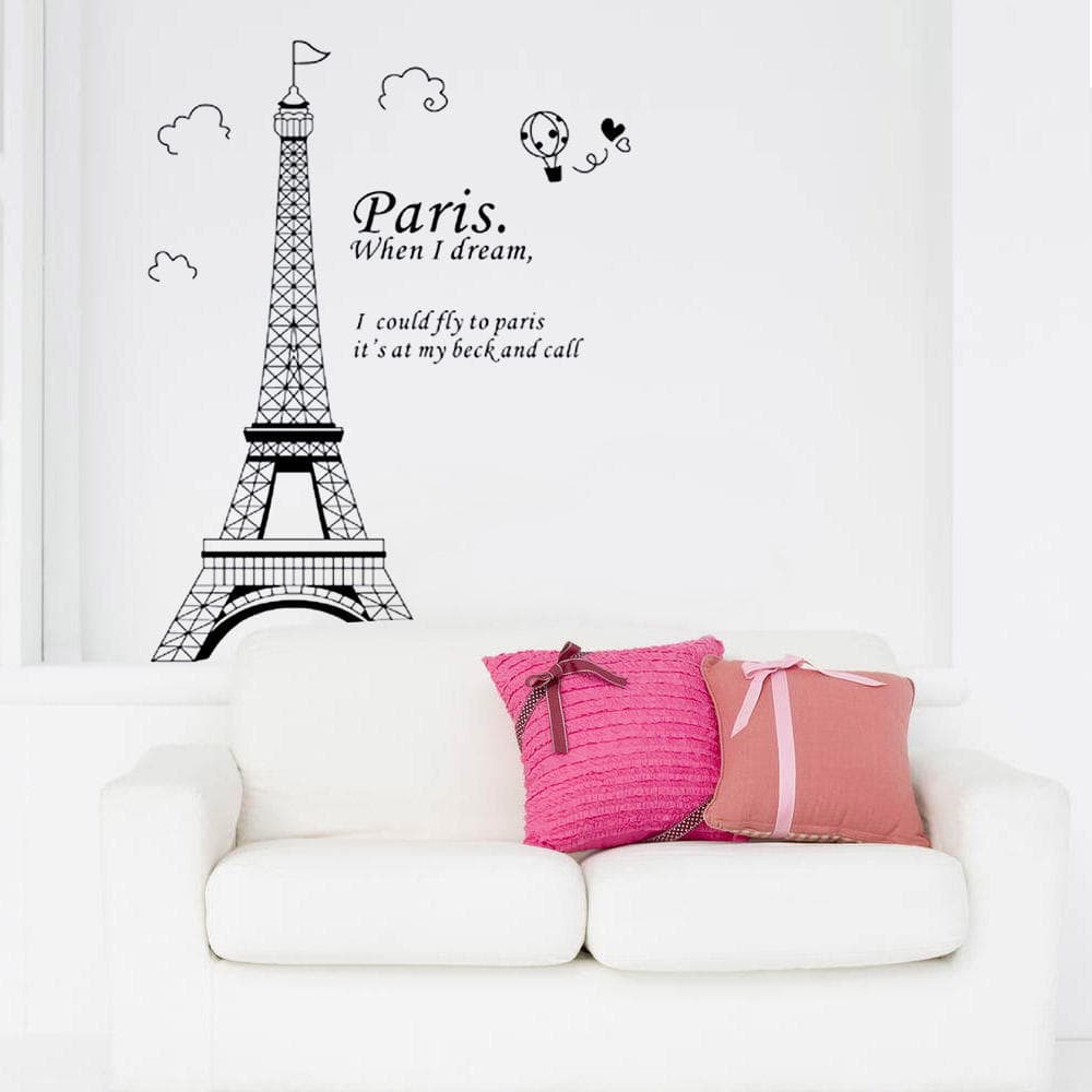 Paris Eiffel Tower DIY Wall Stickers Art Decor Mural Room Decal Vinyl New black