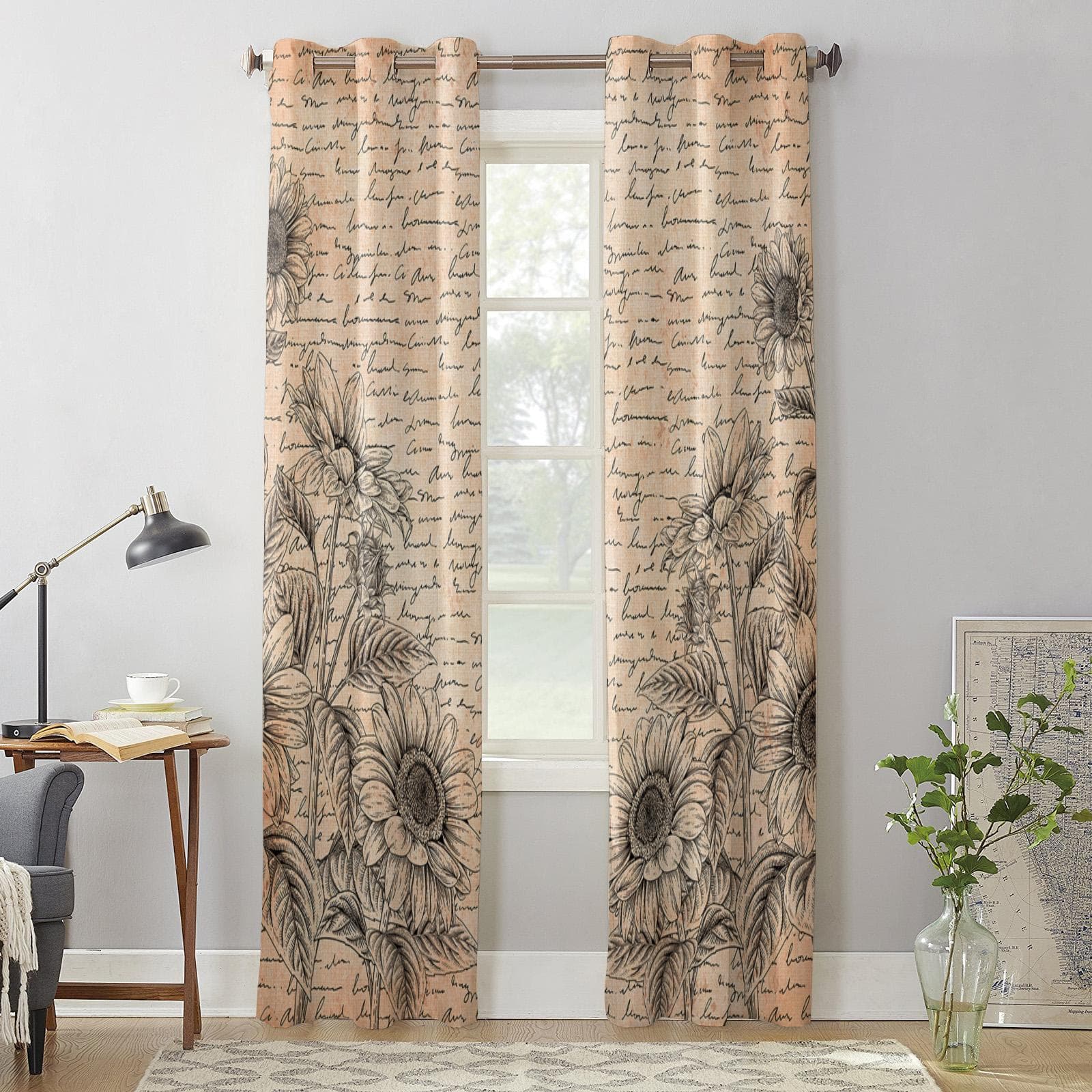 Floral Daisy Retro Minimalist Modern Window Curtains for Living Room Bedroom Curtain Kitchen Treatment Blinds Drapes 135W x 60H(cm) x1