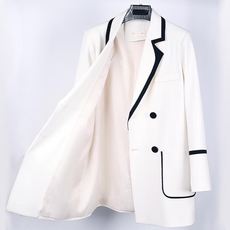 White Suit Jacket for Women, Spring and Autumn New Korean Version, Loose Texture Design, Niche Casual Suit Top 3XL