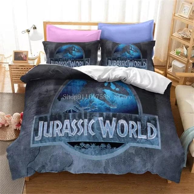 Red Jurassic Park Bedding Set Cartoon Home Textiles For Kids Bed Set Comforter Cover Bedroom Set Queen Dinosaur Duvet Cover AU Double(180x210cm)
