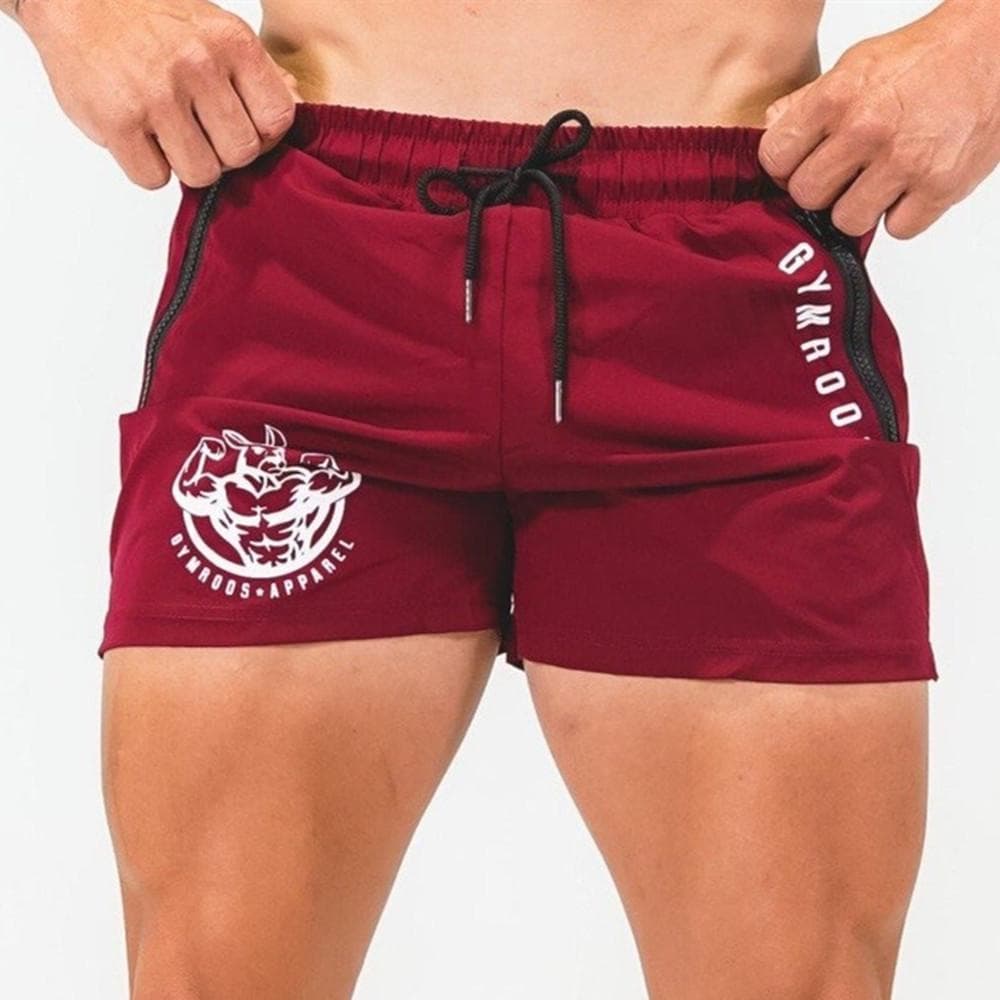 Summer Bodybuilding Sport Shorts Men Casual Quick Dry Bermuda Gym Fitness Running Training Pants Male Beach Swim Trunks Bottoms M red