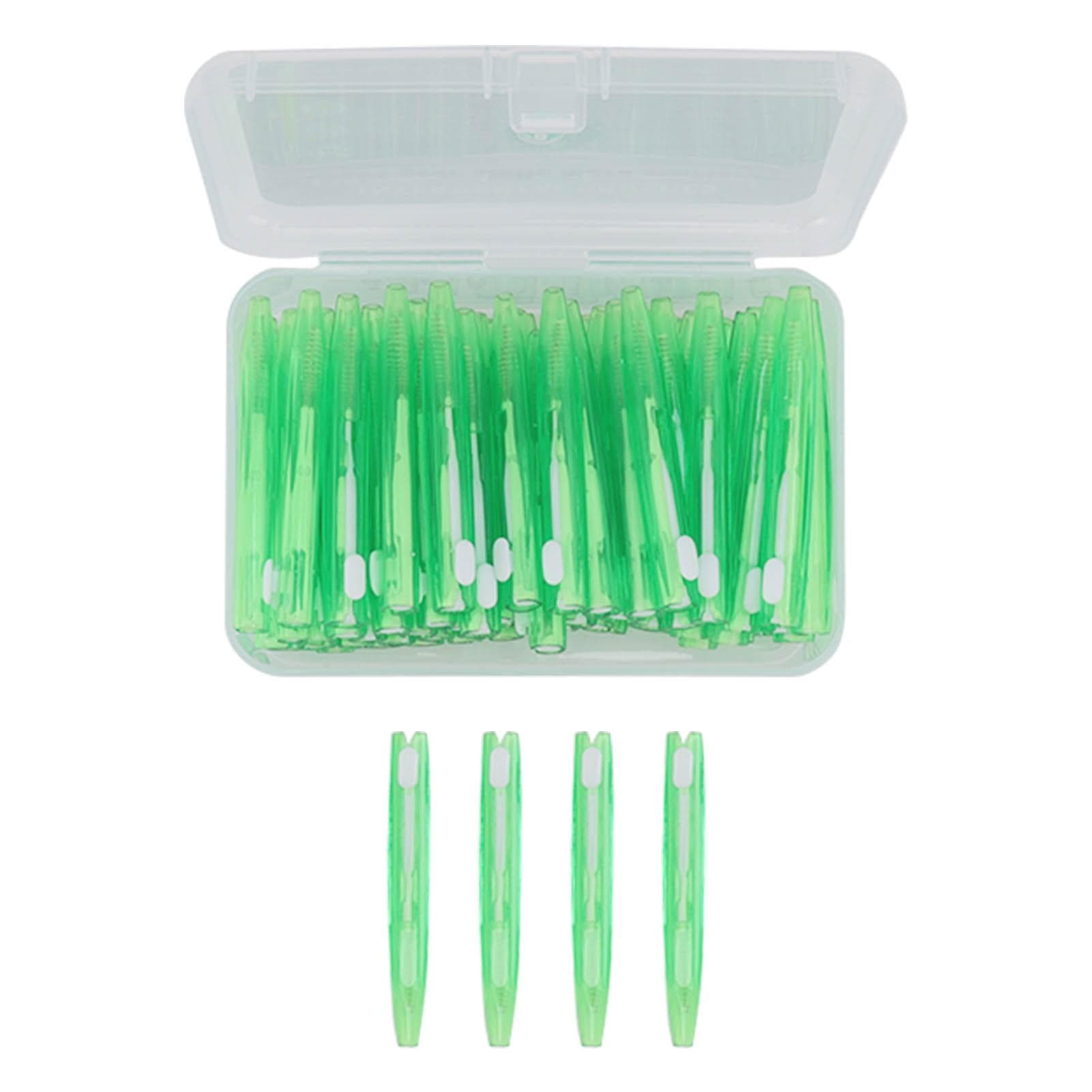 60Pcs Interdental Brush Practical Slim Braces Cleaner with PP Handle for Adults Children green