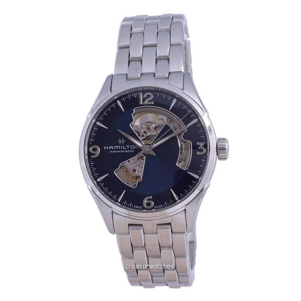 Hamilton Jazzmaster Stainless Steel Open Heart Automatic H32705141 Men's Watch blue