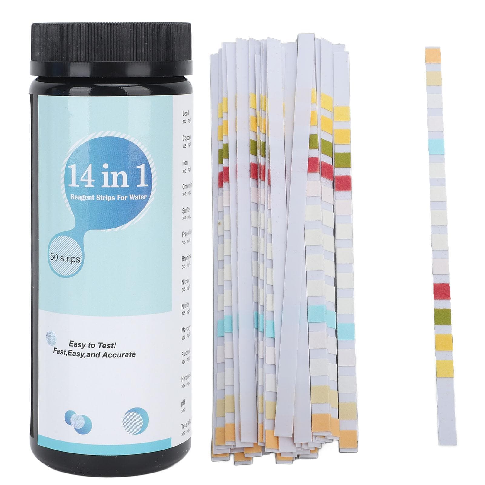 50 Strips PH Test Strips 14 in 1 Alkalinity Hardness PH Testing Paper for Swimming Pool Drinking