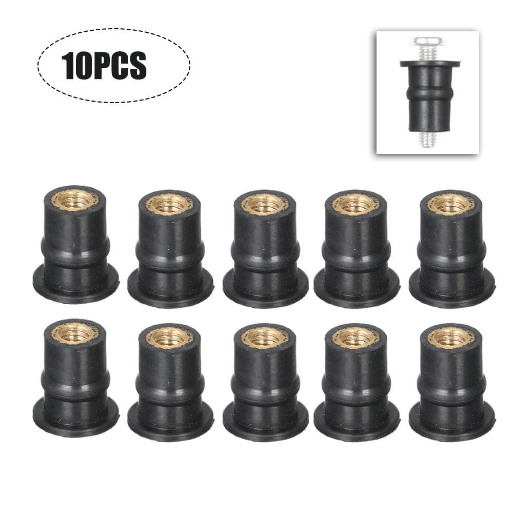 M5 Rubber Well Nuts 5MM Metric Motorcycle Windshield Shaft Nut 10PCS