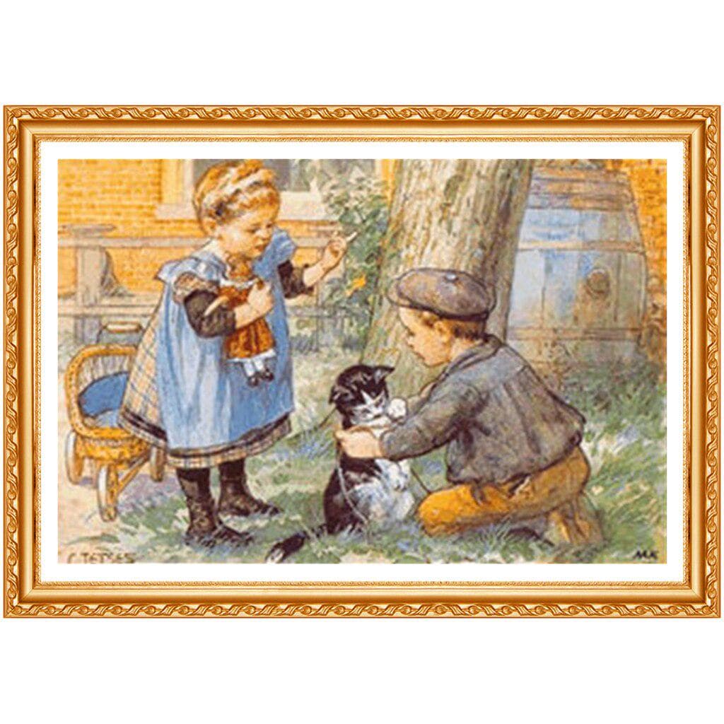 5D Diy Diamond Painting Cross Stitch Children Old School Rhinestones Full Round Diamond Needlework 20X30CM