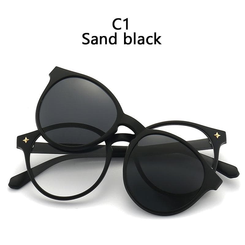 Magnetic Sunglasses Clip 6 in 1 Multipurpose Eyeglasses for Women Men Night Vision Optical Frame Polarized lens