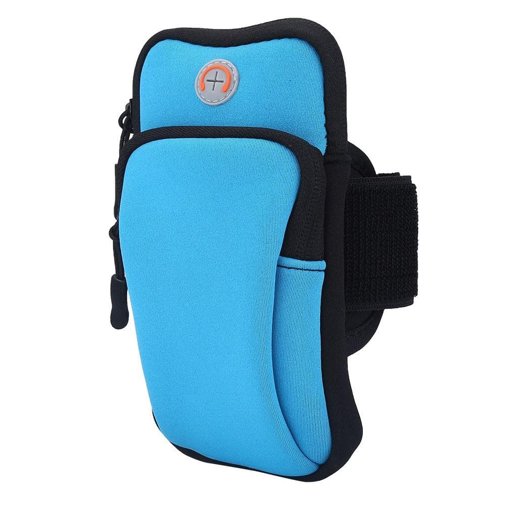 Outdoor Sport Running Jogging Exercise Gym Arm Wrist Pouch Armband Phone Case Bag Blue