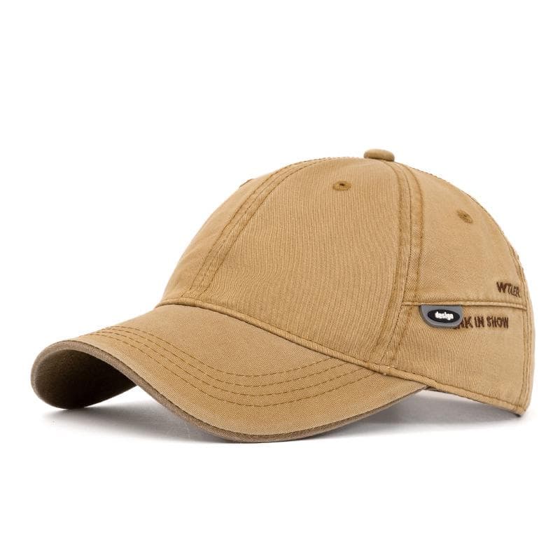 Men's Cotton Solid Color Curved Brim Baseball Cap - Outdoor/Sun Hat for Spring & Summer Adjustable camel