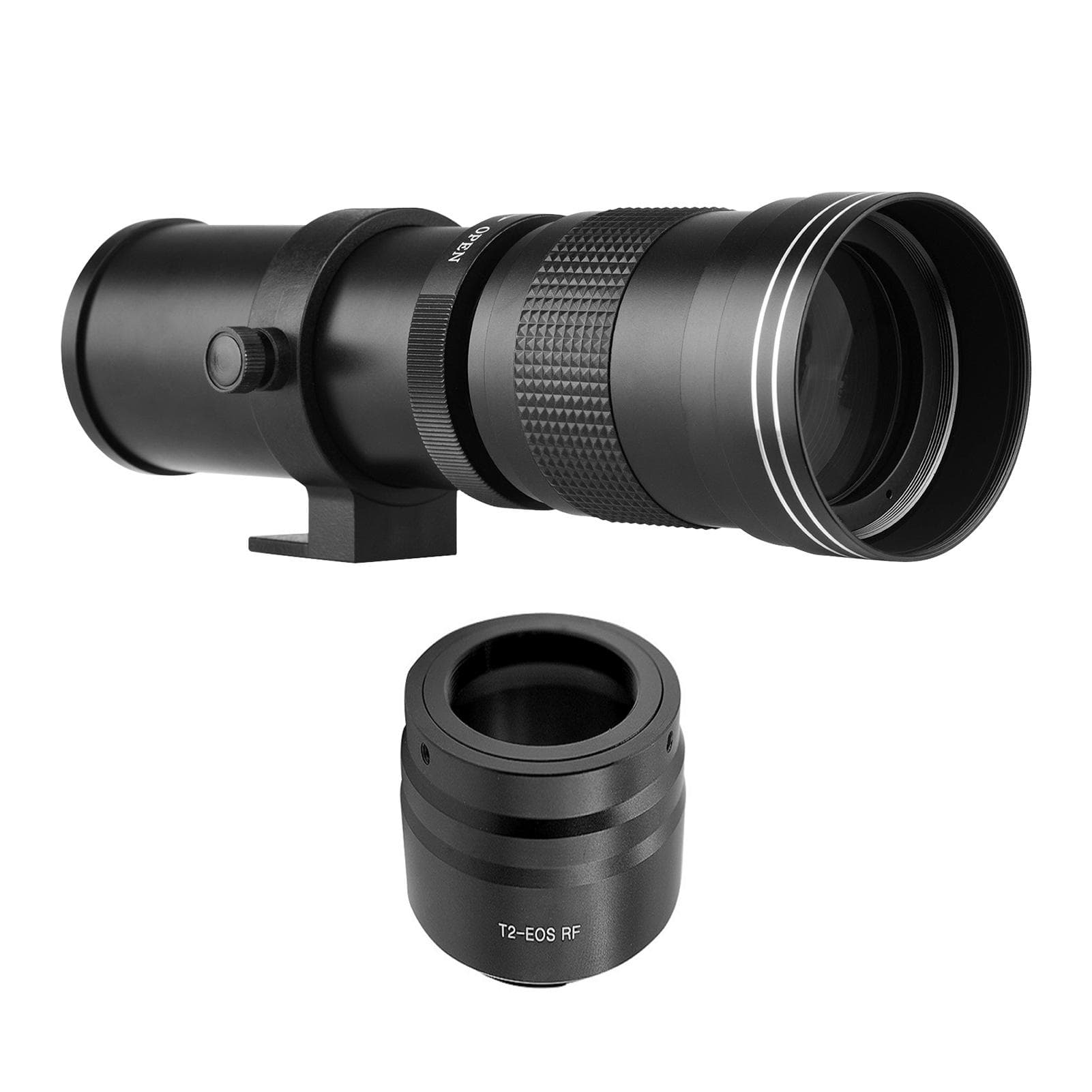 Camera MF Super Telephoto Zoom Lens F/8.316 420800mm T2 Mount with RFmount Adapter Ring 1/4 black