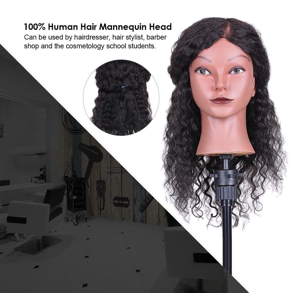 Curly Hair Mannequin Head Hairdressing Training Head Hair Styling Practice Hair Braiding Dummy Head