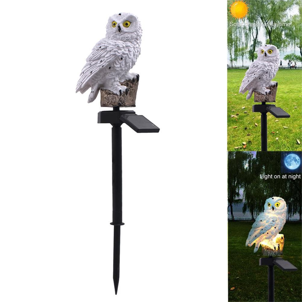 Garden Solar Garden Lights Waterproof Owl Shape LED Landscape Lawn Light Fence Lamp Pathways Yard white