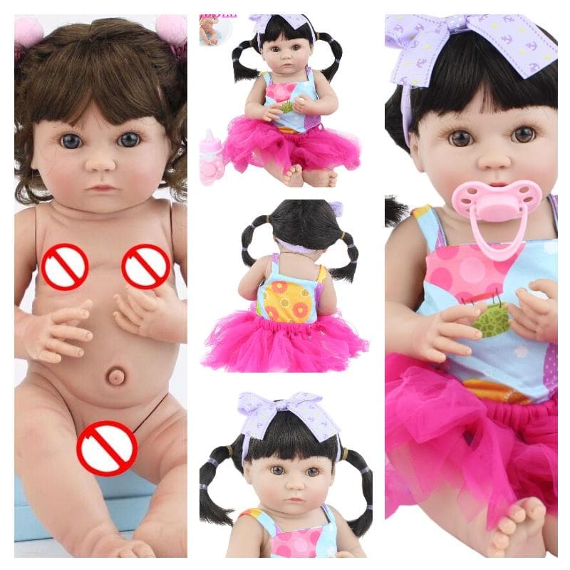 BZDOLL Lifelike 40cm Full Silicone Body Reborn Baby Doll For Girl Soft Vinyl Mini Bebe Child Bathe Dress Up Toy Kids Birthday Gift Girl-13