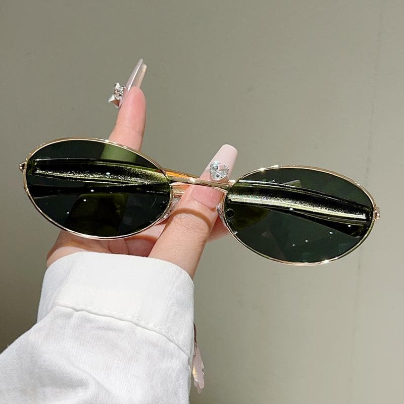 KAMMPT Vintage Oval Sunglasses Women Men Retro Fashion Shades Outdoor Casual Trendy Brand Sun Glasses as picture shows