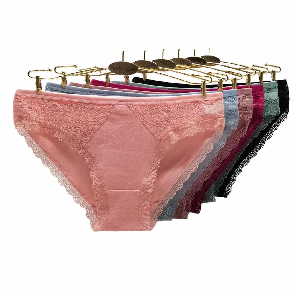 Cotton Panties Women's Underwear Panty Fashion Lace Briefs Girls Low Waist Shorts Female Lingerie Culottes 6 Pcs/set XL