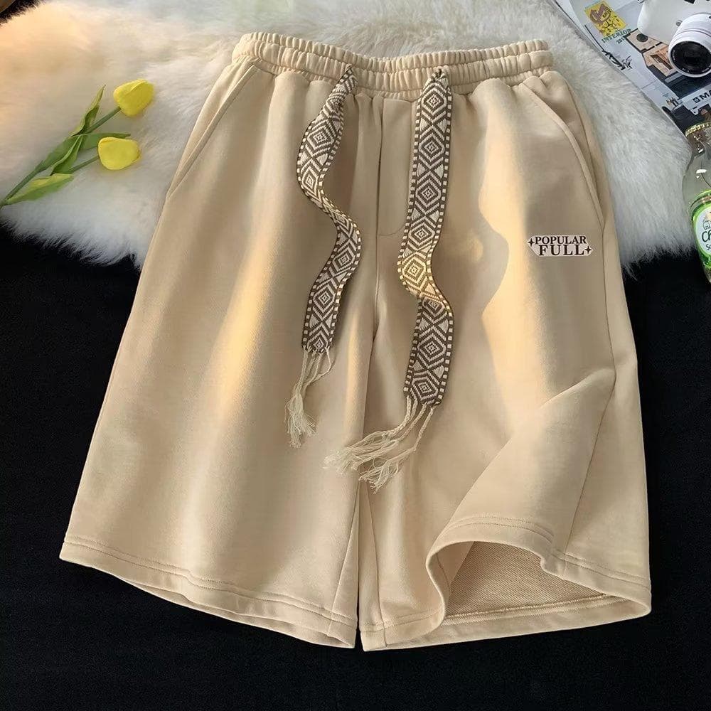 Five-point Pants Summer Wear High Street Tide Sports Style Men's and Women's Shorts Basketball American Couple Pants 5XL apricot