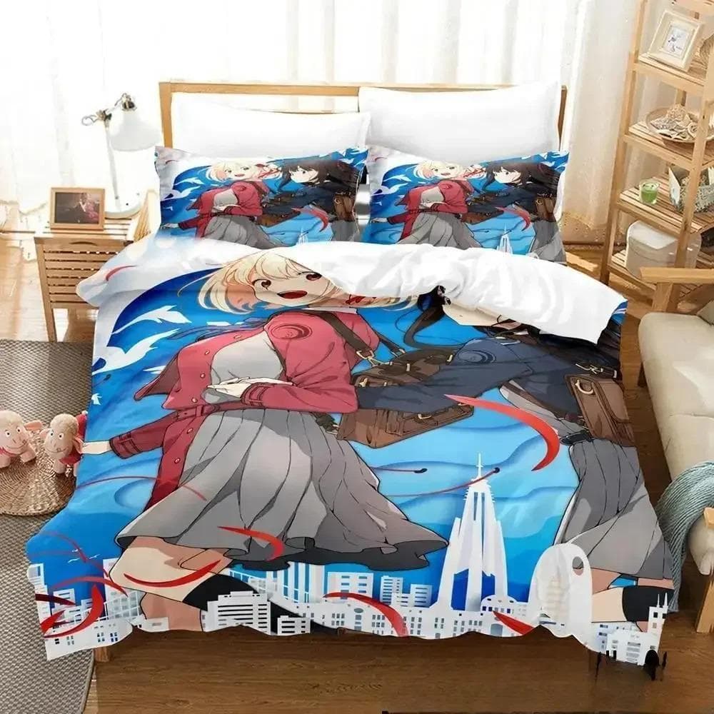 New Lycoris Recoil Bedding Set Single Twin Full Queen King Size Bed Set Aldult Kid Bedroom Duvet cover Sets Anime Bed Sheet Set 70x133cm 2pcs