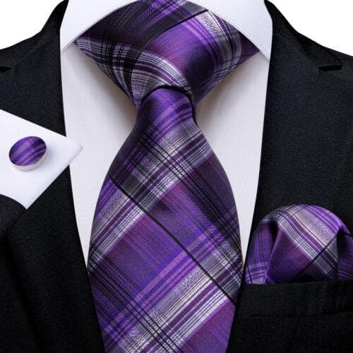 DiBanGu Mens Silk Necktie Set Striped Paisley Solid Tie Pocket Square Cufflinks N-7641