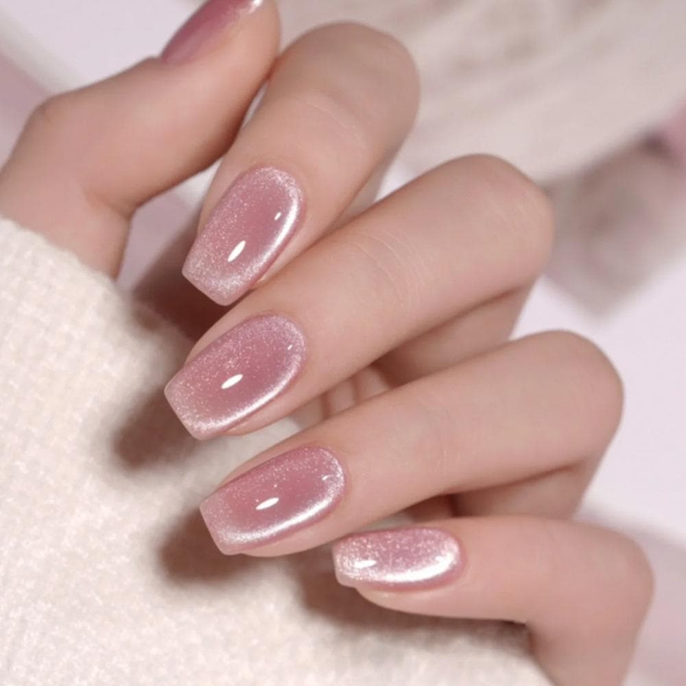 24pcs Cat's Eye Fake Nails Valentine's Day Square Head French Ballet Nail Press on Nails Waterproof Faux Fingernails MY-2-9
