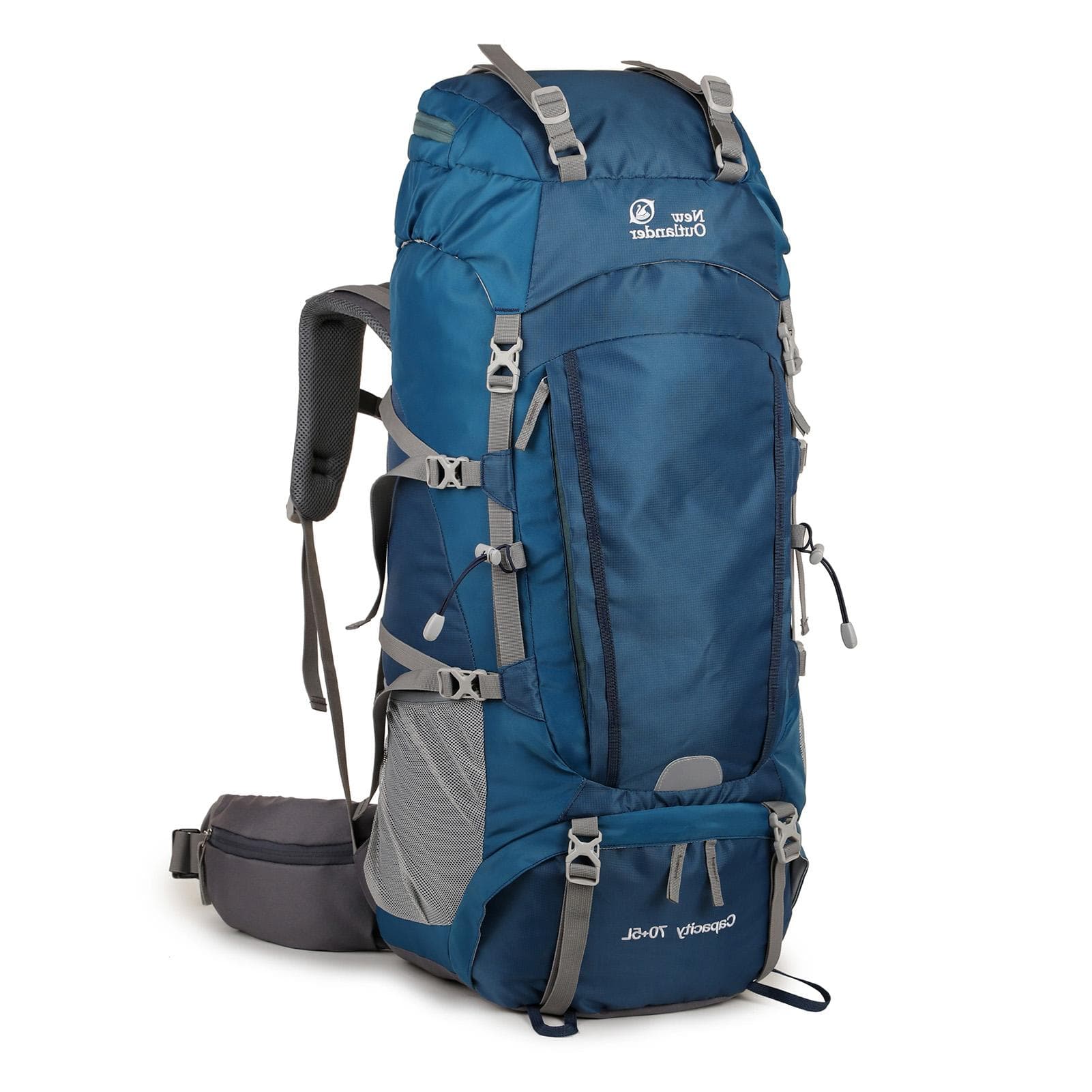 75L Hiking Backpack Large Capacity Camping Backpack with Rain Cover Shoes Warehouse blue