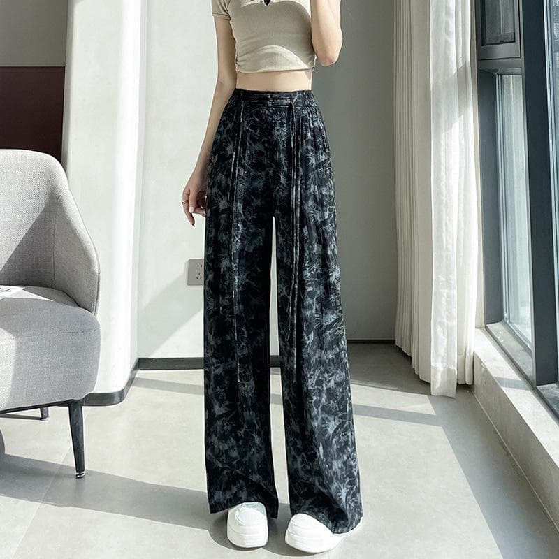 Wide Leg Pants Women's Casual Button Pants High Waist Straight Pants 2XL