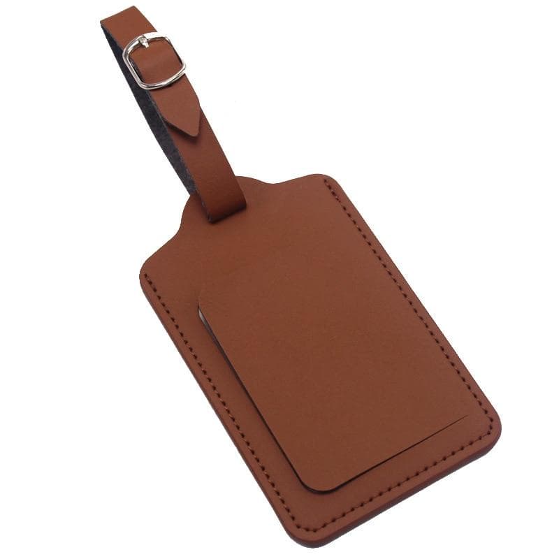 Quality Leather Luggage Tag Travel Accessories Suitcase ID Address Name Holder Baggage Boarding Tag Portable Label brown