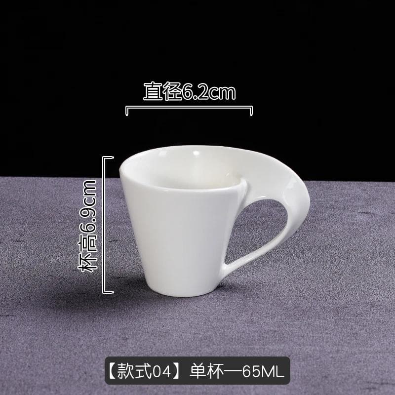 European Wave Shape Ceramics Coffee Cup Espresso Cups Afternoon Tea Cup with Saucer Creativity Home Office Breakfast Milk Cups 65-220ml