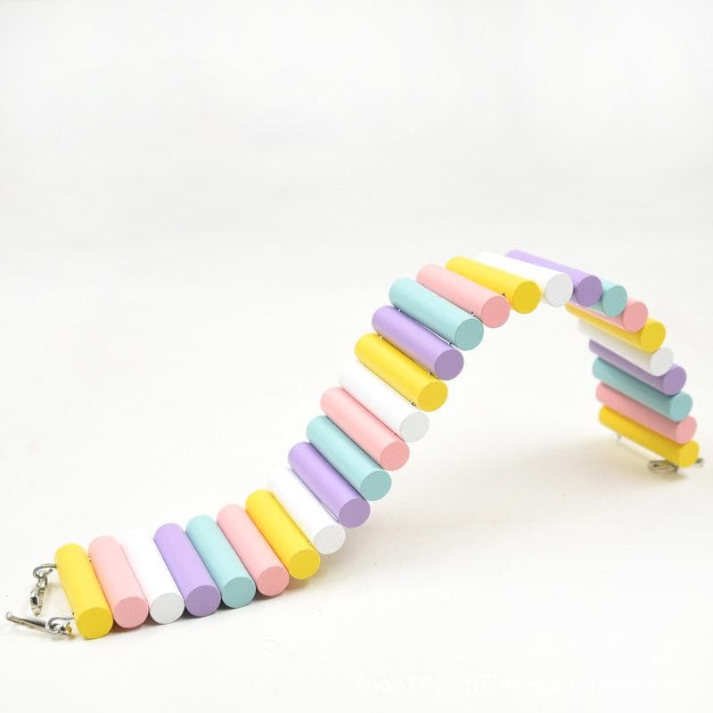 Wood Hamster Arch Bridge Bendable Colorful Small Animal Climbing Ladder for Hamsters Mice Rabbits 6x40cm/2.4x1.6in multicolour