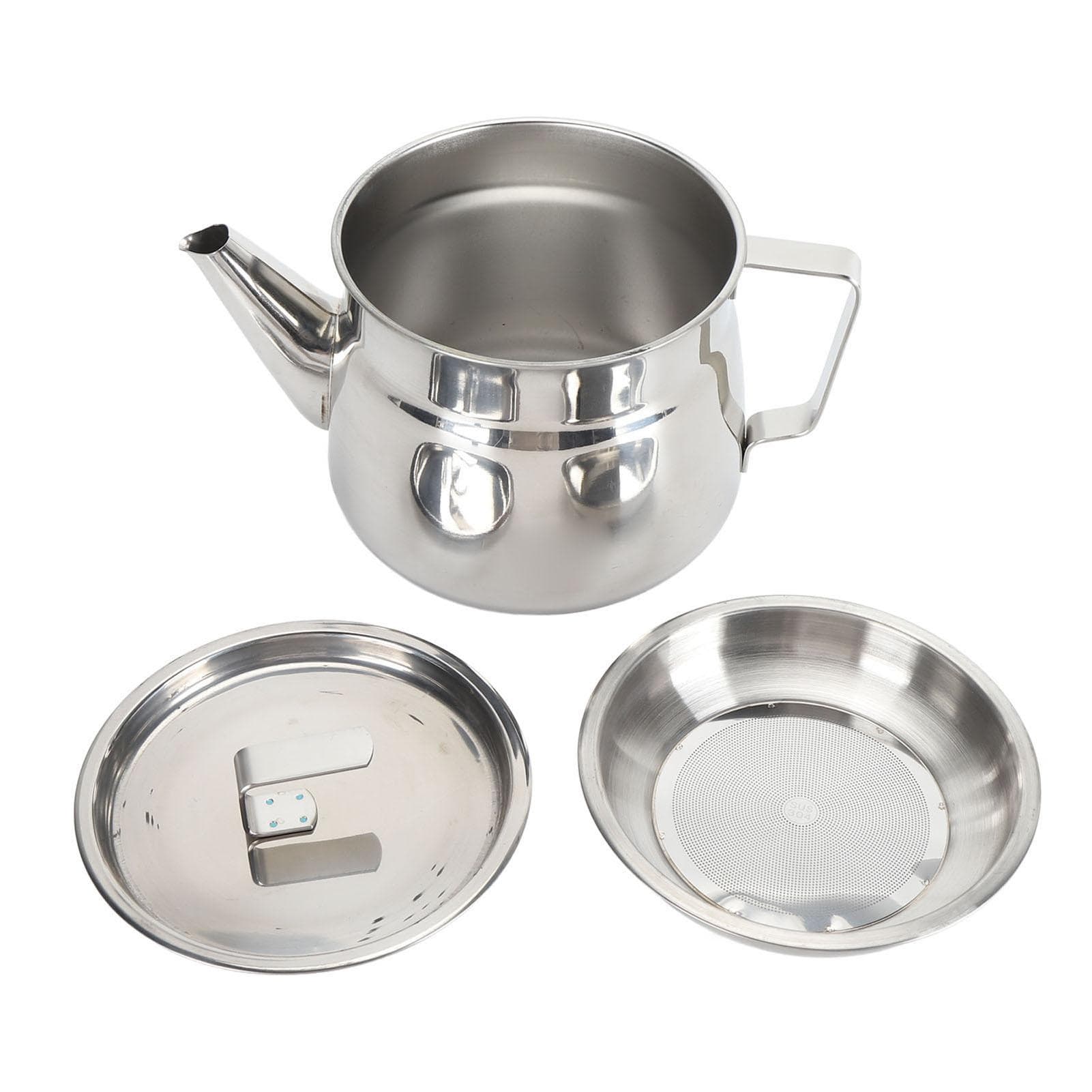Oil Strainer Pot Stainless Steel Thickened Large Opening Grease Storage Container with Lid for
