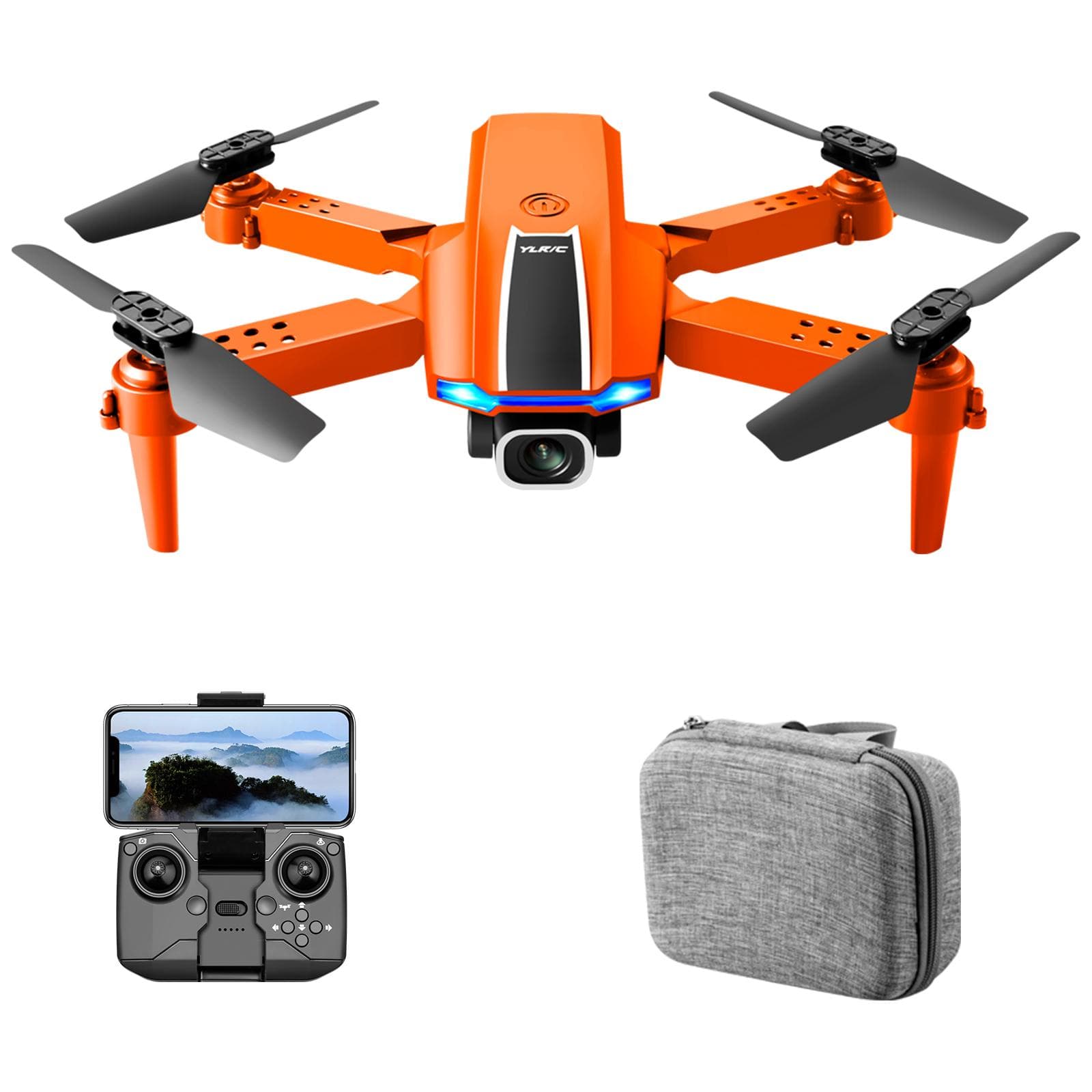YLR/C S65 RC Drone with Camera 4K Dual Camera RC Quadcopter with Function Trajectory Flight Gesture orange-4K dual camera-1 battery