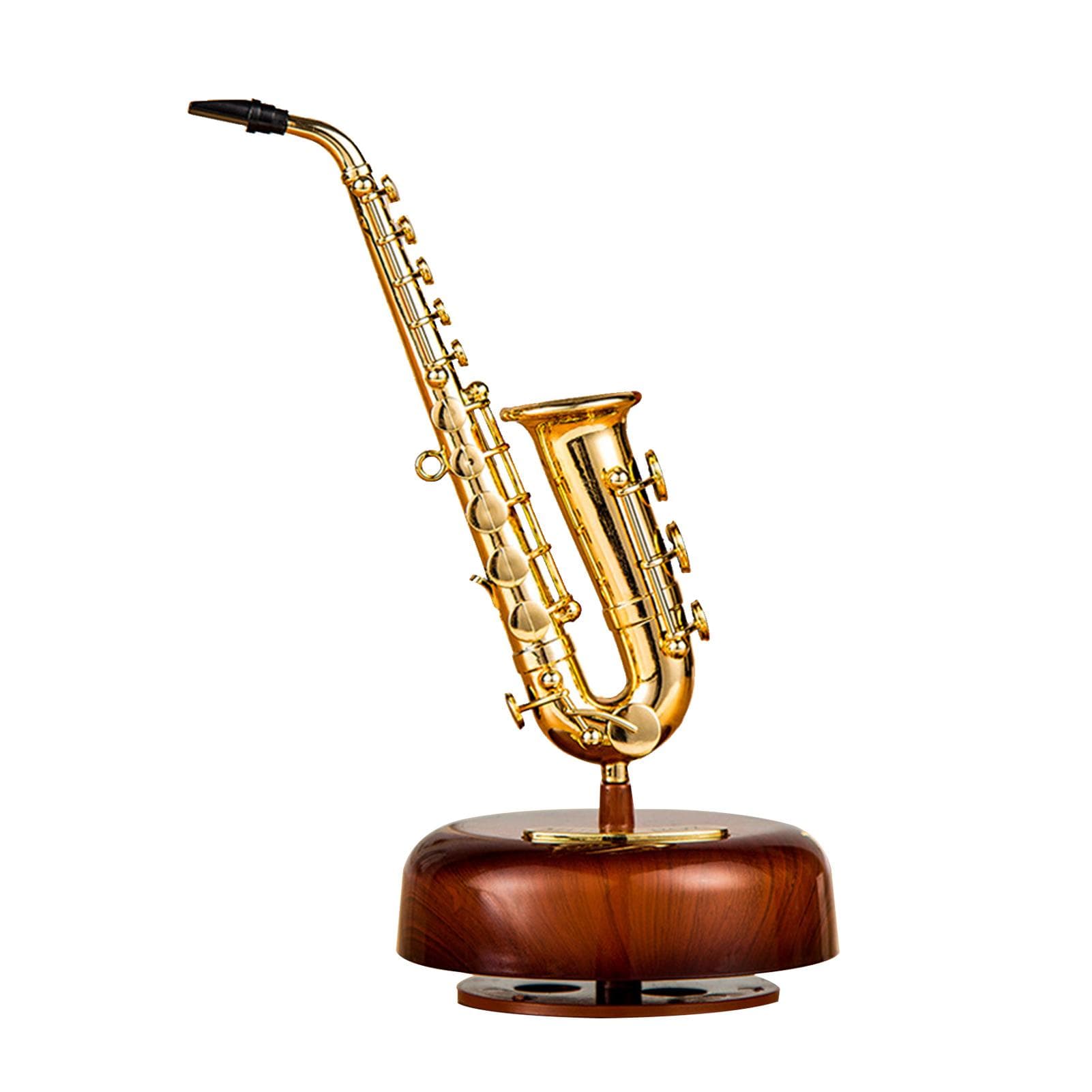 Saxophone Music Box Classical Wind Up Musicbox Twirling Music Box Rotating Base Woodwind Instrument Saxophone