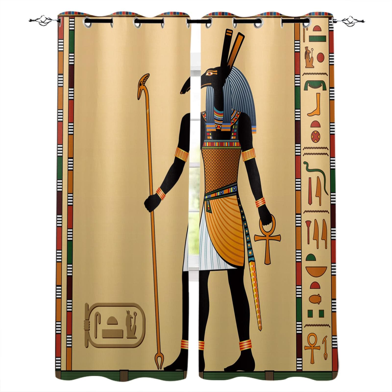 Curtain Ancient Egyptian God Of Wisdom Bedroom Kitchen Curtains Living Room Decoration Items Window Curtains for Living Room 135W x 60H(cm)