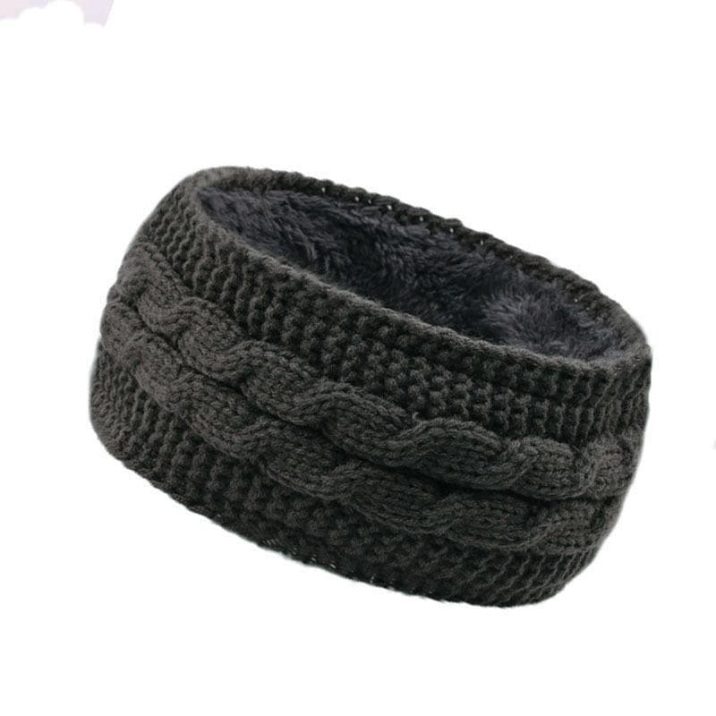 Soft & Cozy Ribbed Fleece Knit Elastic Headbands Warm Ear Warmer for Women with Classic Bowknot Design dark grey
