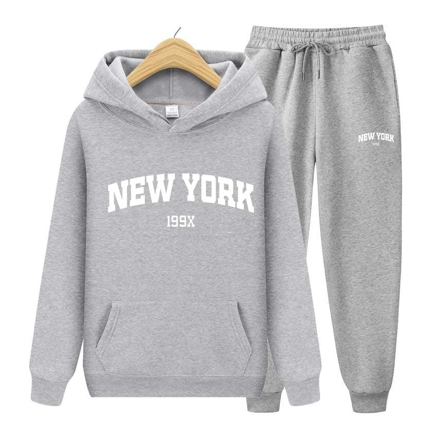 Tracksuit 2 Pieces Set 199X New York Print Sweatshirt Hoodies Sweatshirt+Pants Suit Hoodie Sportswear Jogging Men's Sets S