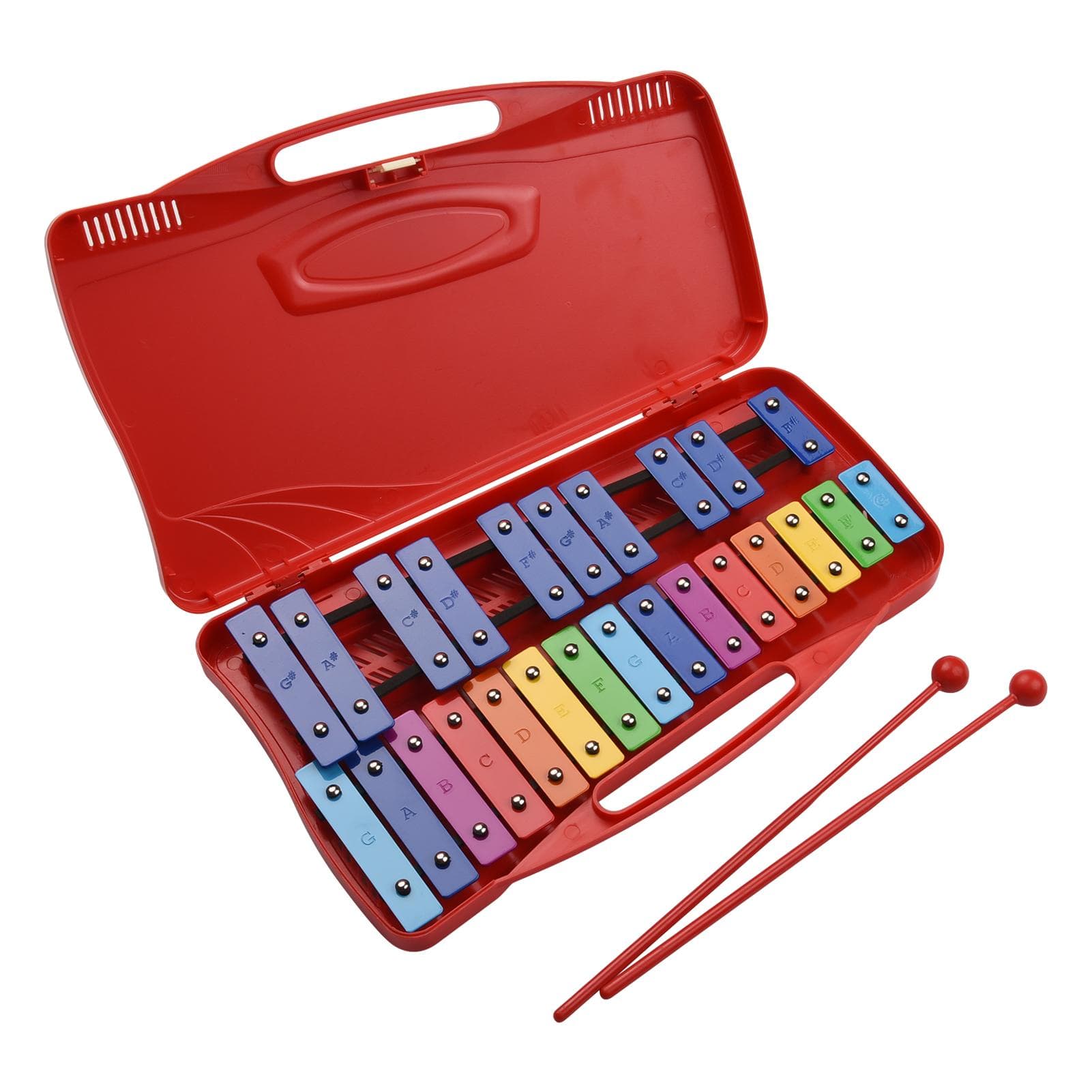 25 Notes Glockenspiel Xylophone Hand Knock Xylophone Percussion Rhythm Musical Educational Teaching red