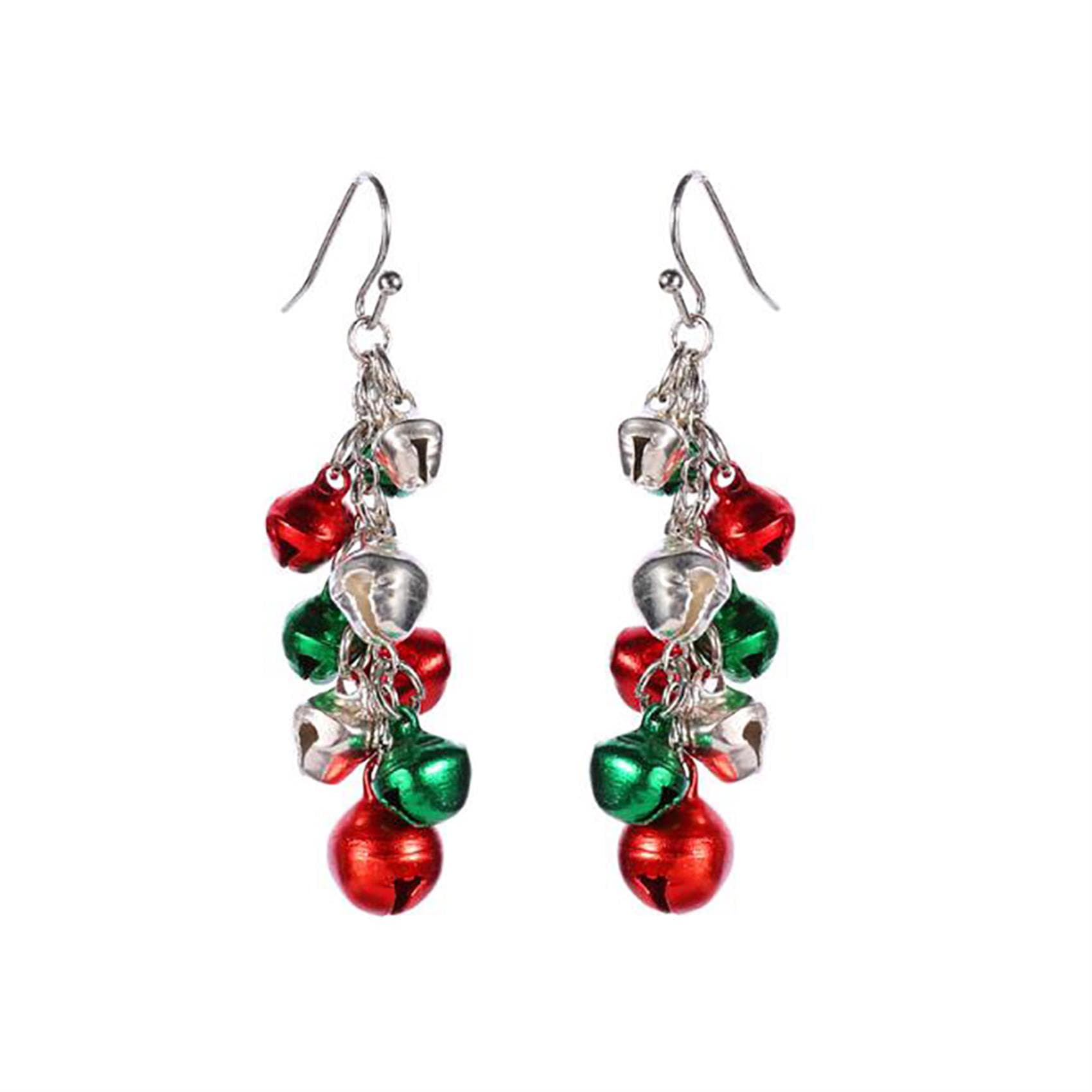 Christmas Gifts Mixed Color Jingle Bells Long Earrings For Women Girls Earring Ornaments New Year Gift multicolour