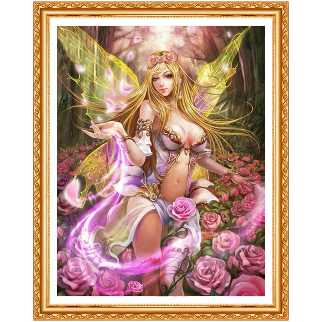 3D DIY Diamond Painting Cross Stitch Girl Butterfly Full Diamond Embroidery Fairy Rose Home Decor 20X30CM