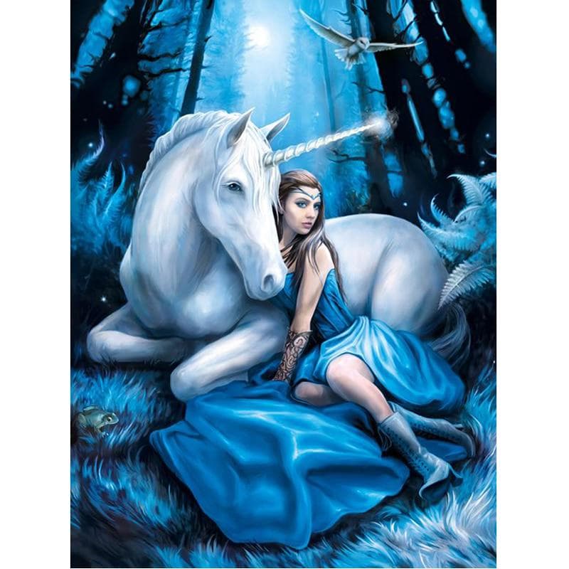 Diamond Craft Painting Unicorn and Beauty Diamond Embroidery Craft Painting Animal Diamond Wall Art 20X30CM