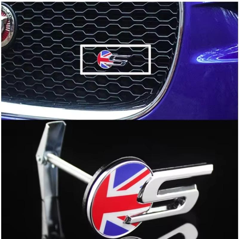 Clip Grille Sticker For F-TYPE E-PACE F-PACE XE XF XJL R S Sport Emblem Sticker Car Front Grille Badge Sticker Accessories Red&Blue S Grille Badge