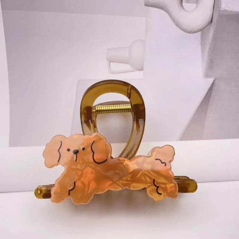 2024 New High-end Hair Claws Cute Puppy Disc Hair Grab Clip New Arrival Hair Accessory Cute Funny Cat Shark Claws Acrylic Claw brown