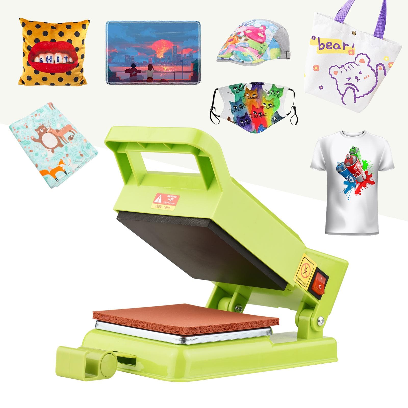Portable Mini Heat Press Machine Multifunctional Thermal Transfer Equipment with Adjustable Time US Plug