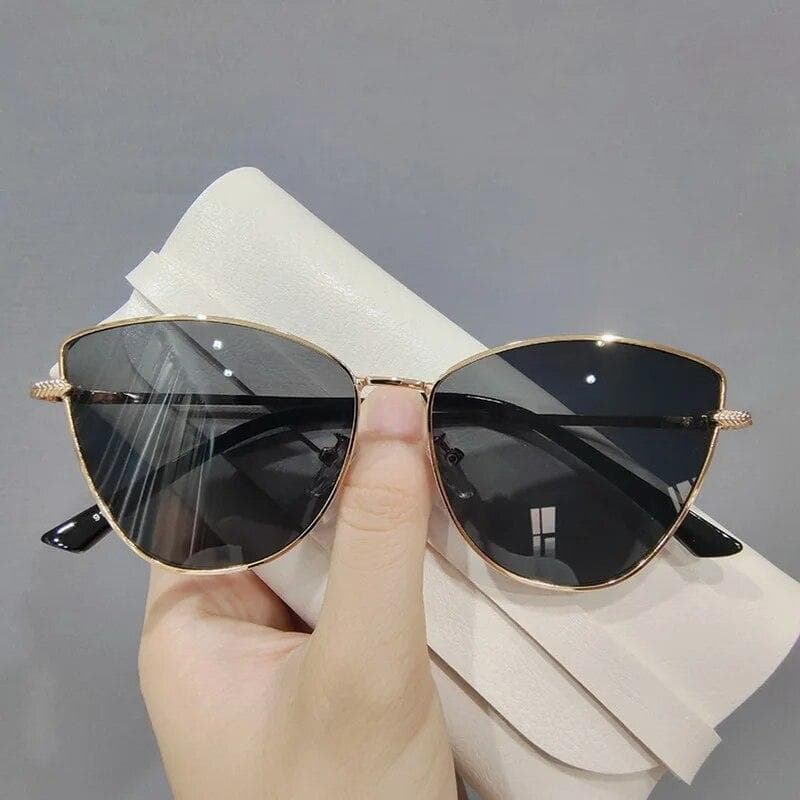 Retro Travel Fashion Uv400 Popular Eyewear Trending Metal Small Vintage Sunglasses Cat Eye Sunglasses Ladies Driving Shades