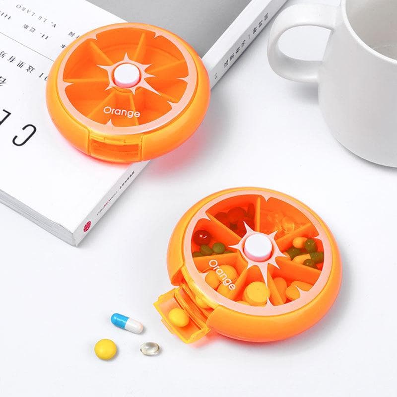 New Mini Small Portable Travel Vitamin Pill Box Cases Container Organizer Storage Tablet 7 Days 7 Grids Pills Medicine Fish Oils orange