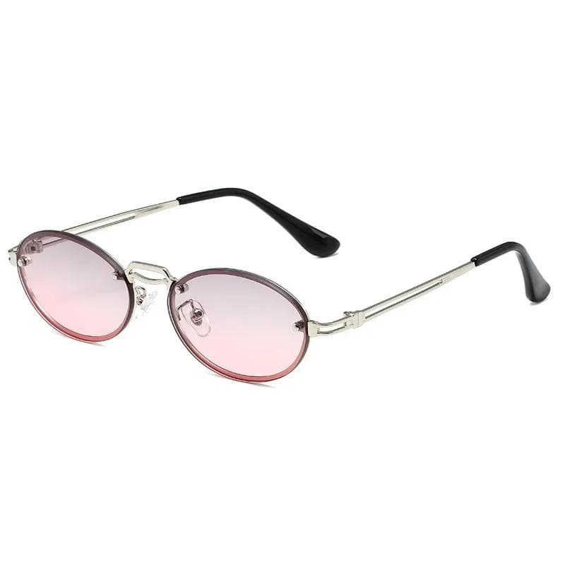 New Retro Oval Sunglasses Women Men Black Metal Frame UV Protection Outdoor Travel Driving Shades